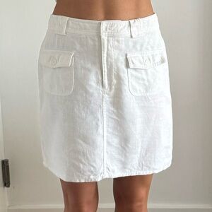 White 100% Linen Mini Skirt